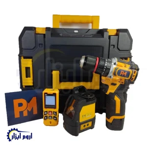 کیت دریل شارژی و متر و تراز لیزری پی ام مدل DLM